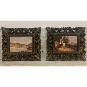 2 Truart Product Vintage Framed Art 6.75" x 5.75” English Landscapes Shoreline